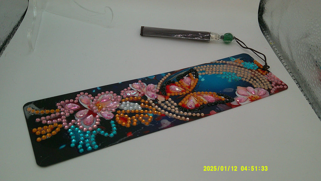 Colorful Butterfly Mosaic Bookmark | Vibrant Rhinestone Diamond Art