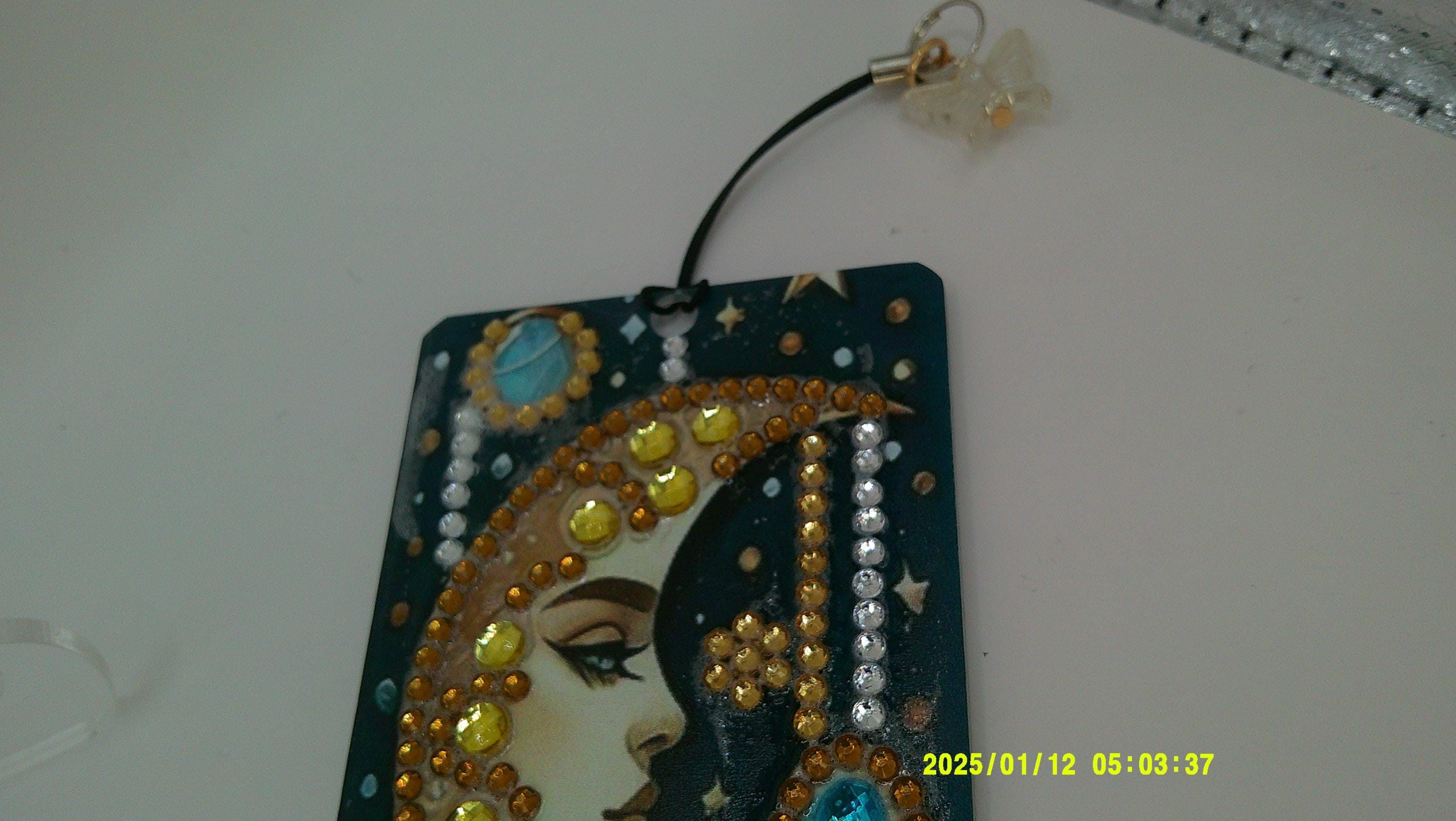Crescent Moon & Stars Bookmark | Sparkling Diamond Art Design