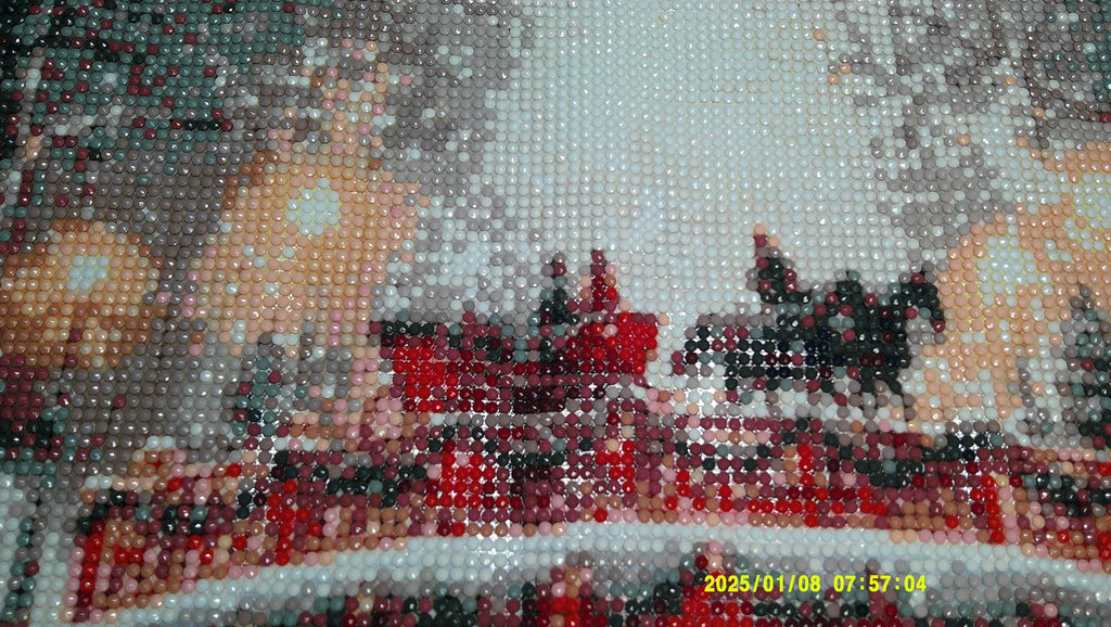 Horse‑Drawn Sleigh on Snowy Bridge | Winter Diamond Art Wall Decor