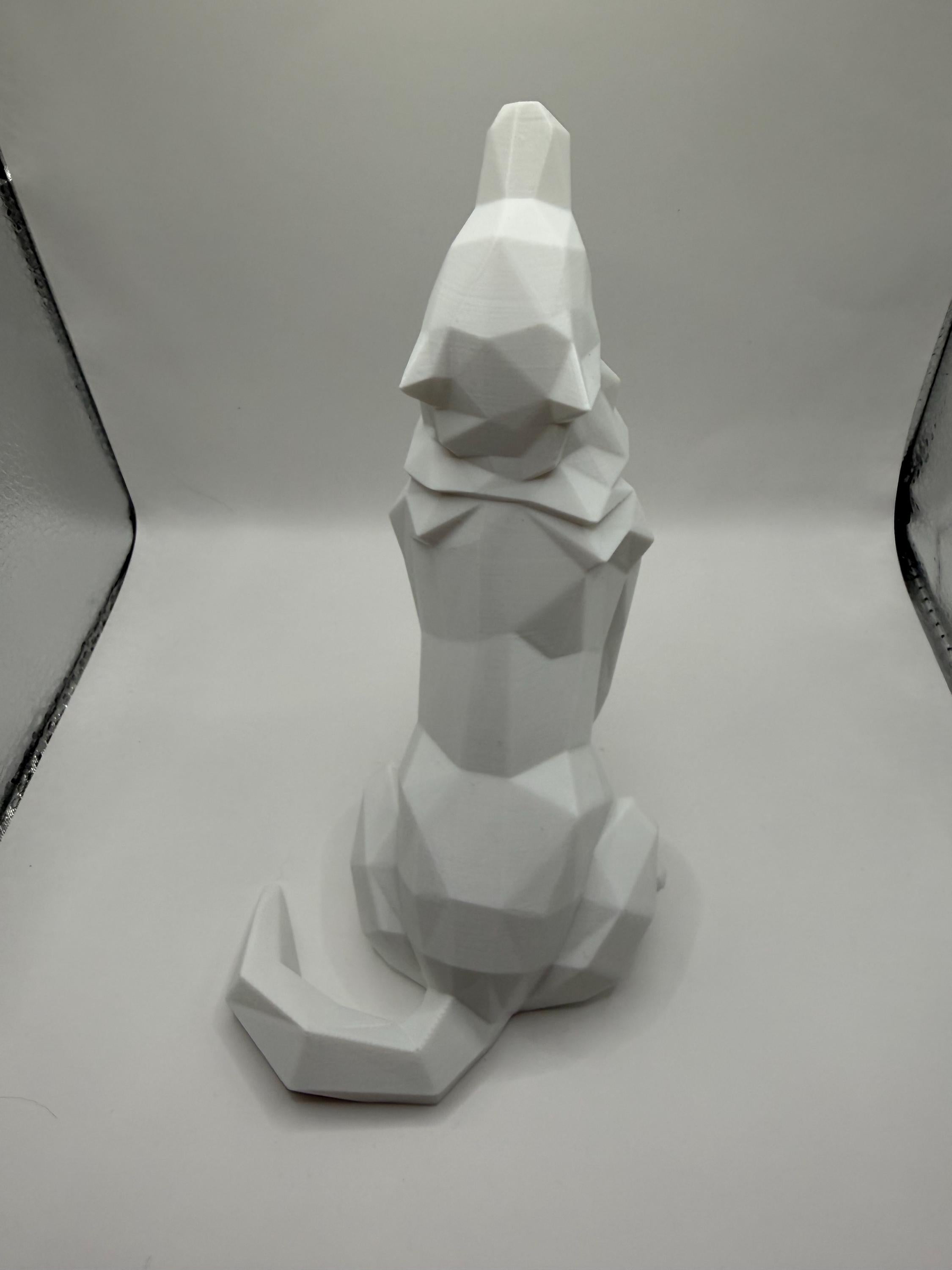 3D Printed Abstract Sitting Howling Wolf Sculpture