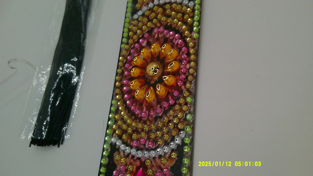 Sunburst Flower Rhinestone Bookmark | Vibrant Diamond Art Pattern