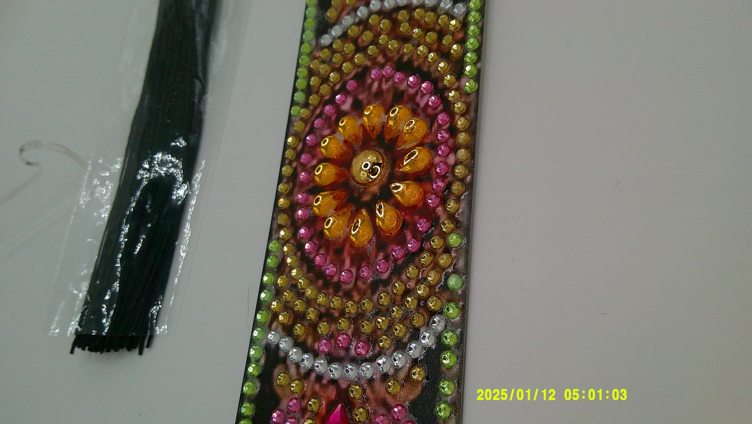 Sunburst Flower Rhinestone Bookmark | Vibrant Diamond Art Pattern