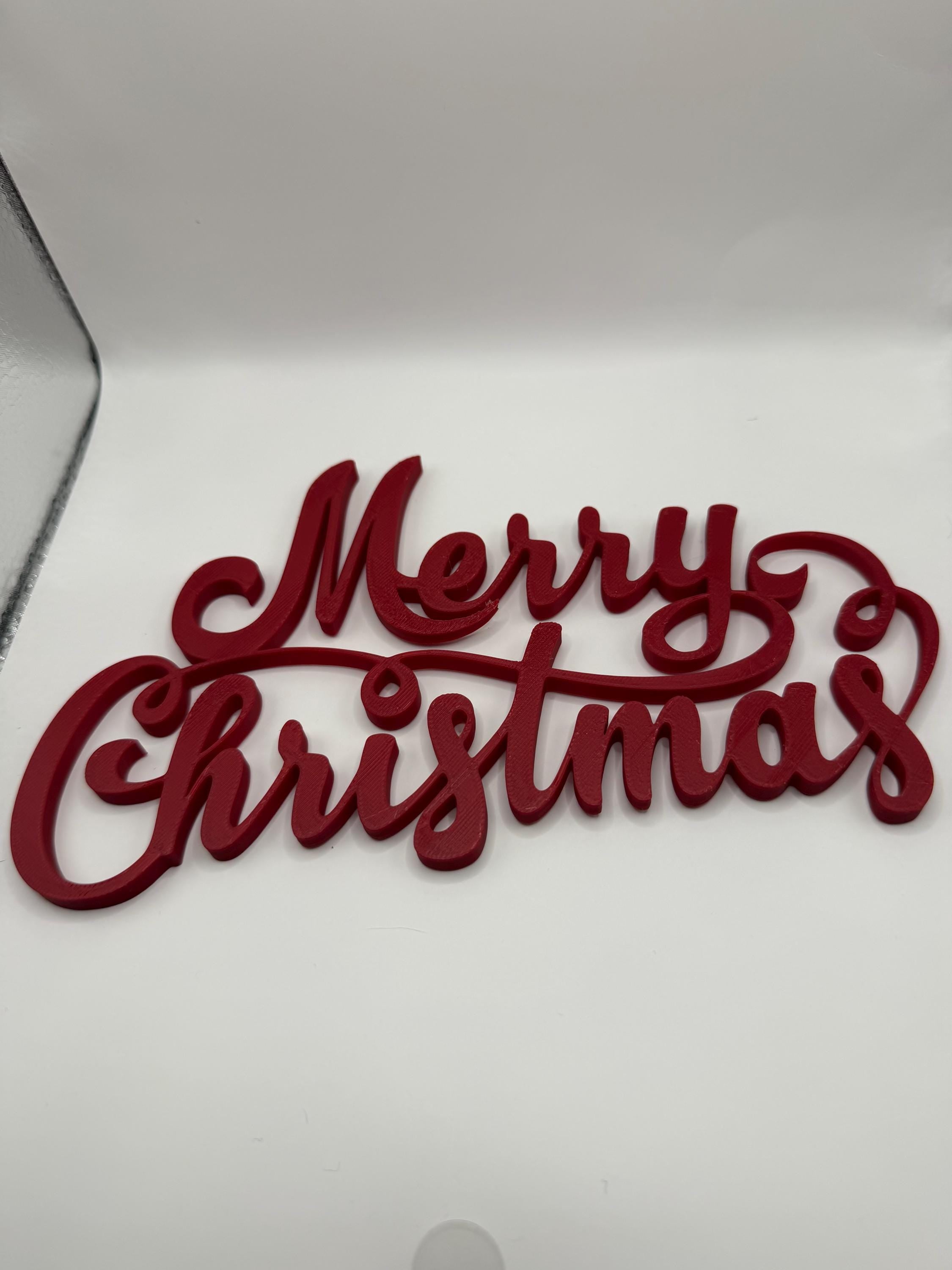 3D Printed Elegant Script Merry Christmas Decor Sign