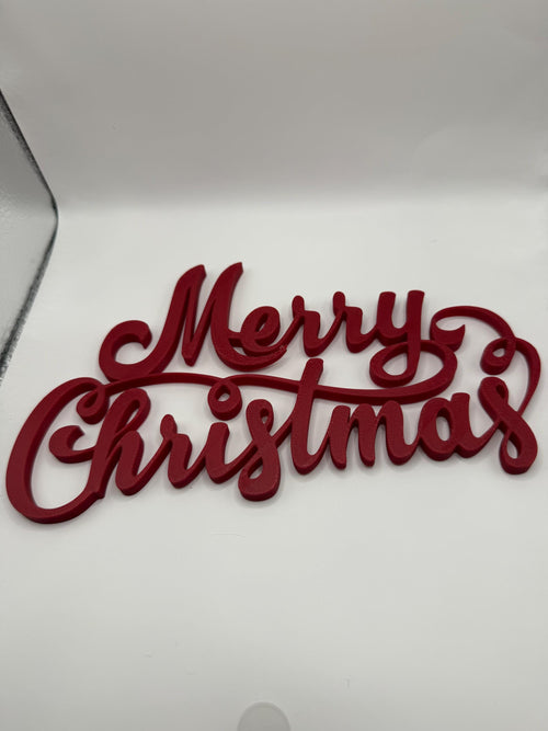 3D Printed Elegant Script Merry Christmas Decor Sign