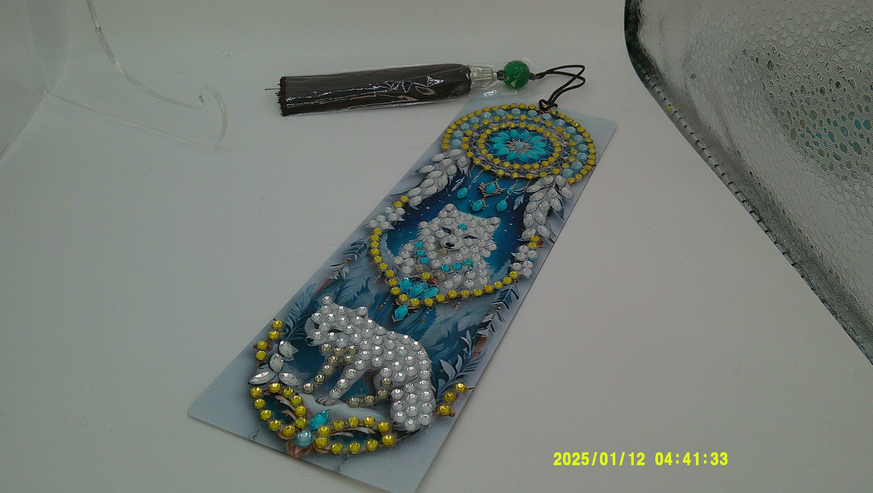 Enchanted Wolf Pair Diamond Art Bookmark | Shimmering Dreamcatcher Feathers