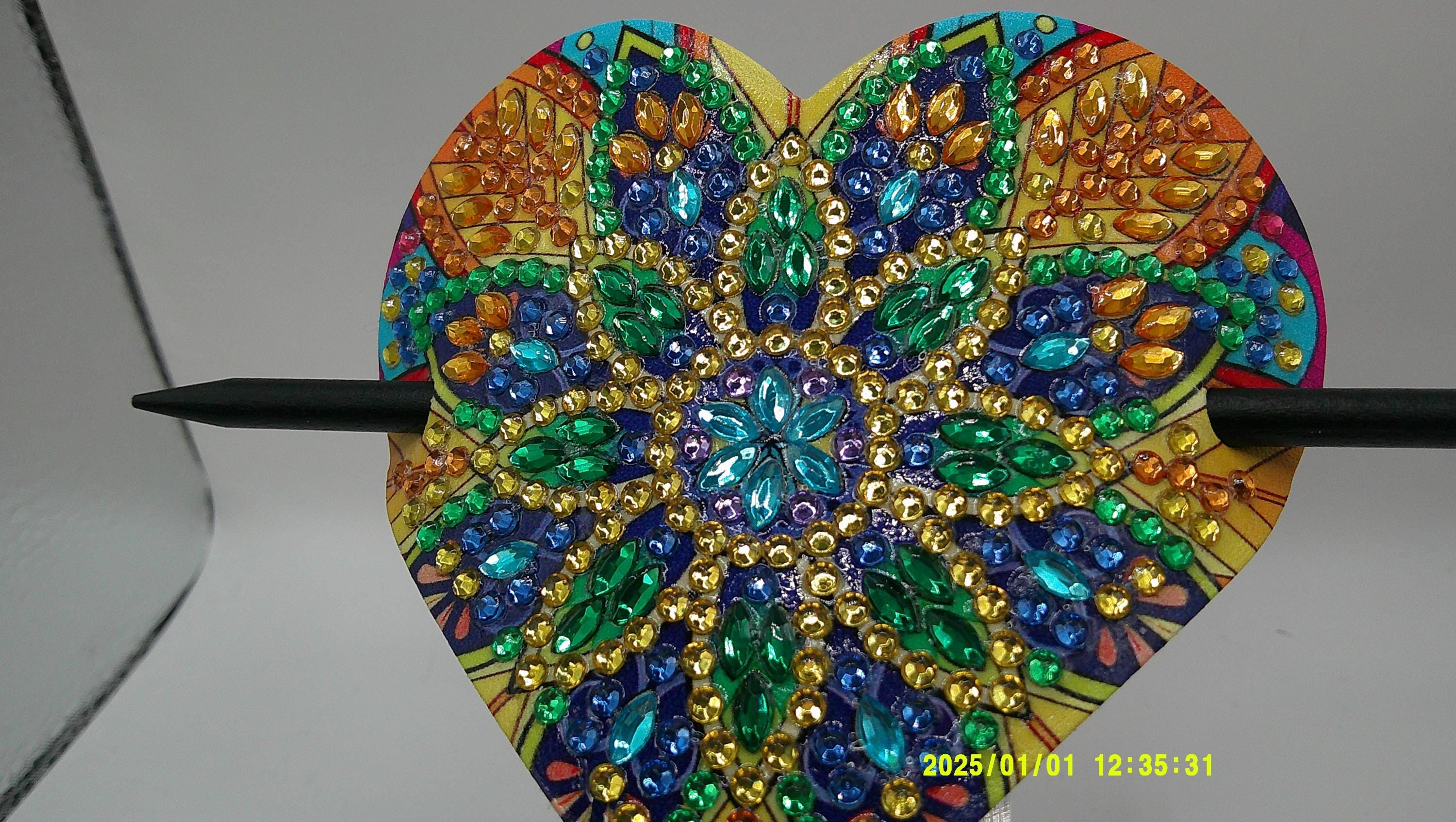 Rainbow Mandala Heart Diamond Art Hair Clip
