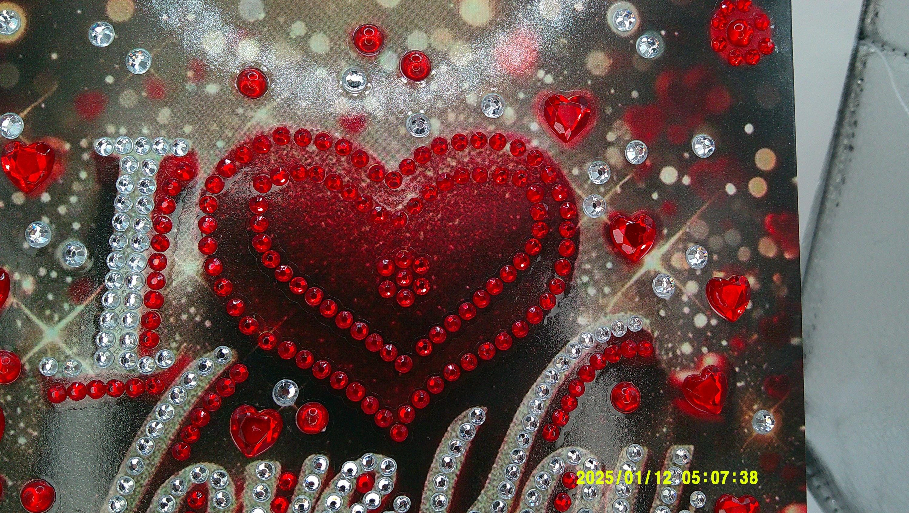 Handmade Diamond Art Love Note | Red Heart & Silver Accents