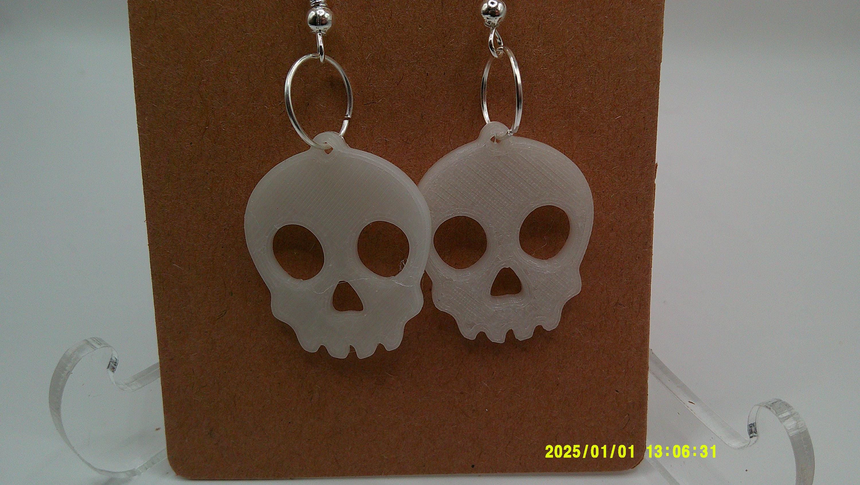 Bone Chill Earrings – Halloween Skull Silhouettes