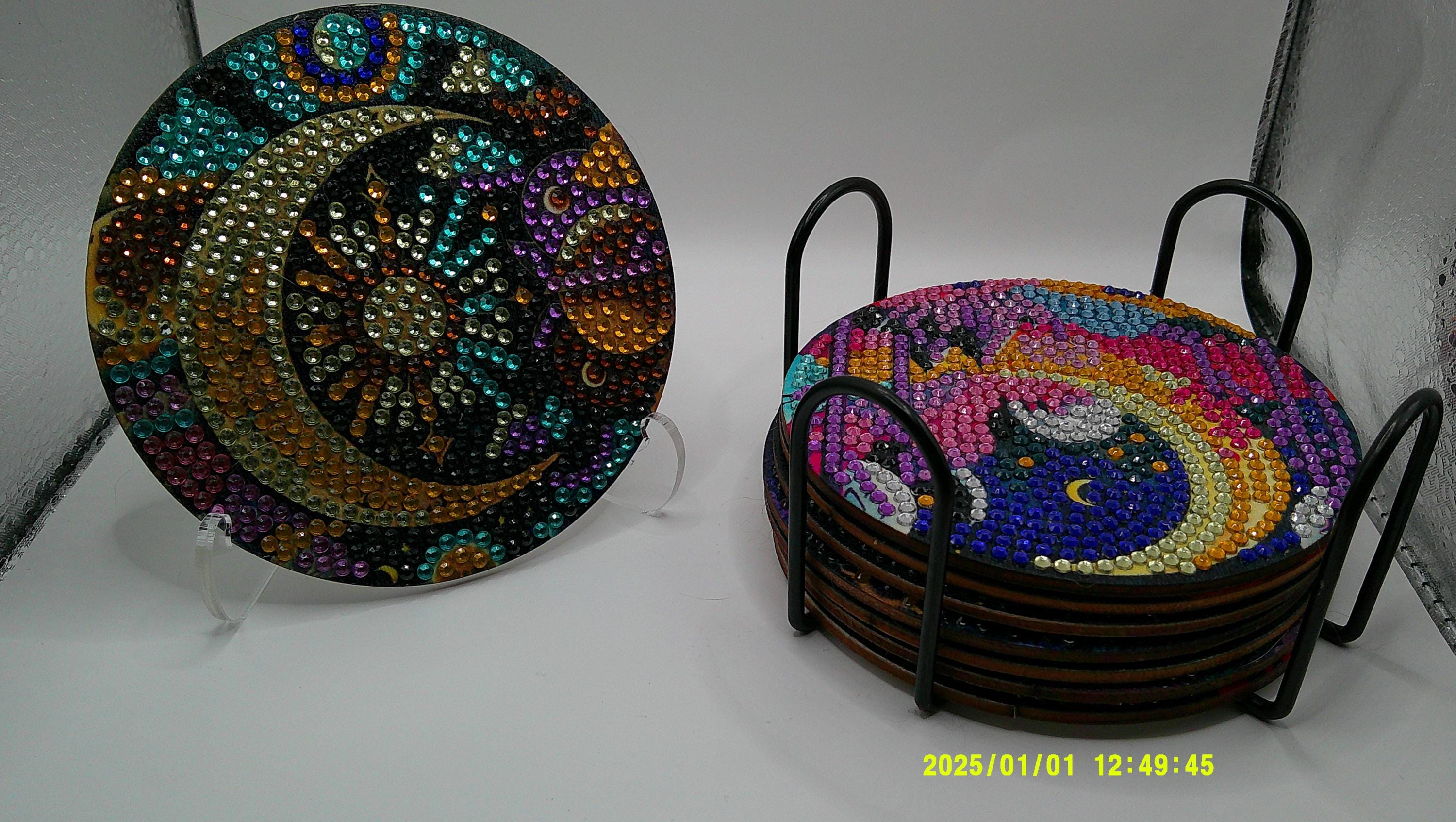 Celestial Diamond Art Coaster Set – Sun, Moon & Stars