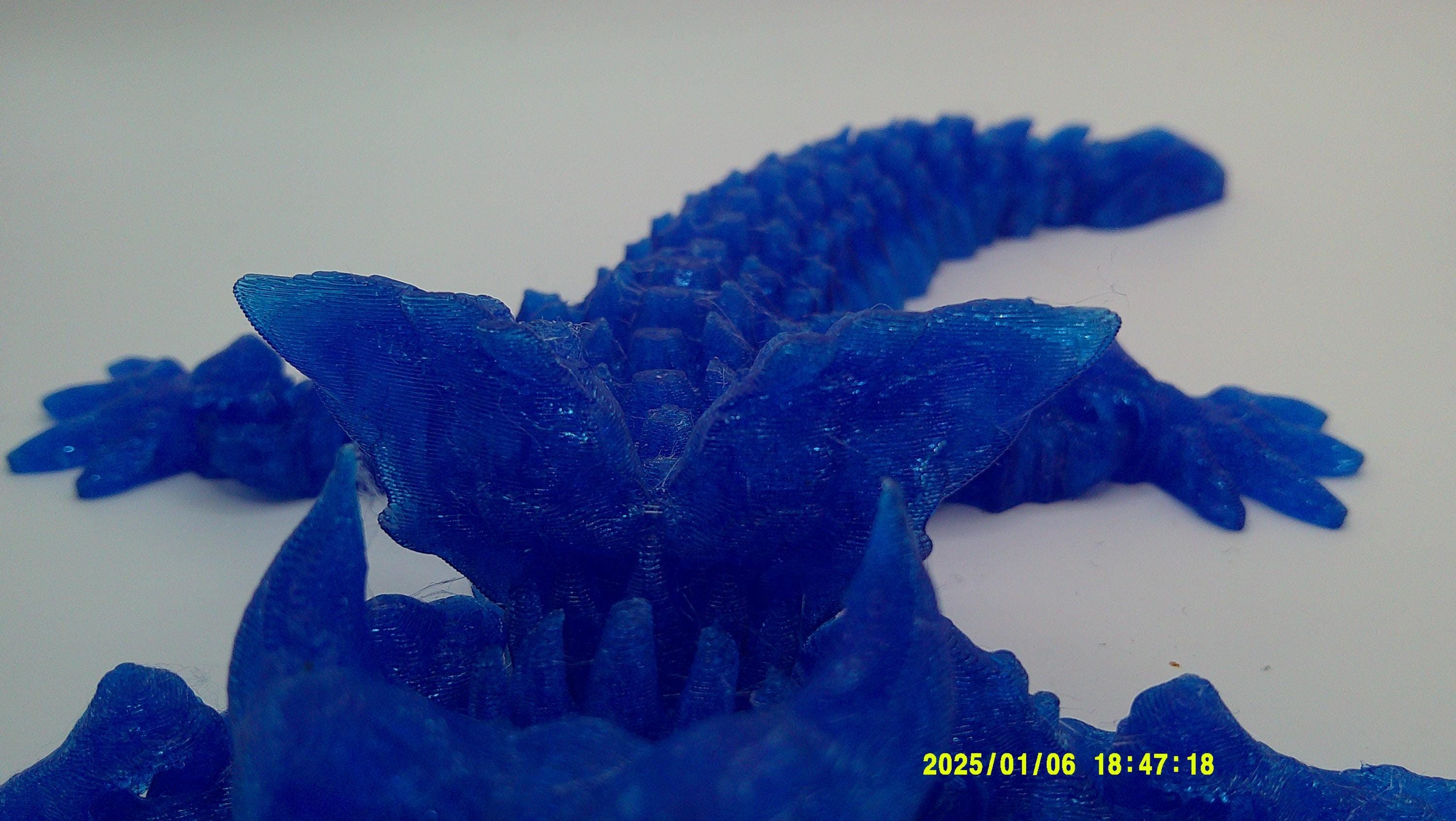Glittering Blue Realm Winged Guardian - 3D Printed