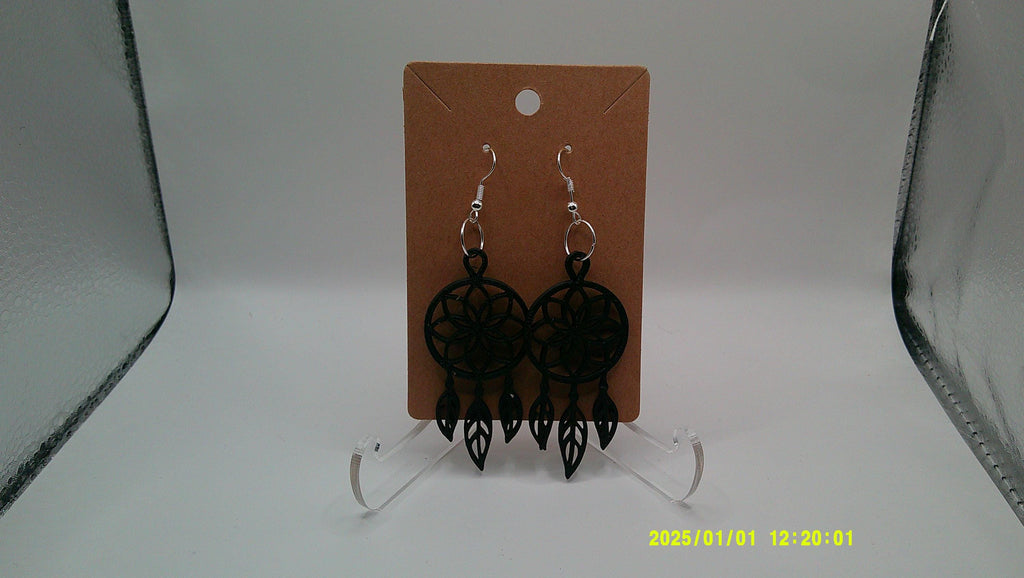 Midnight Dreamcatcher Earrings – Boho Leaf Dangles
