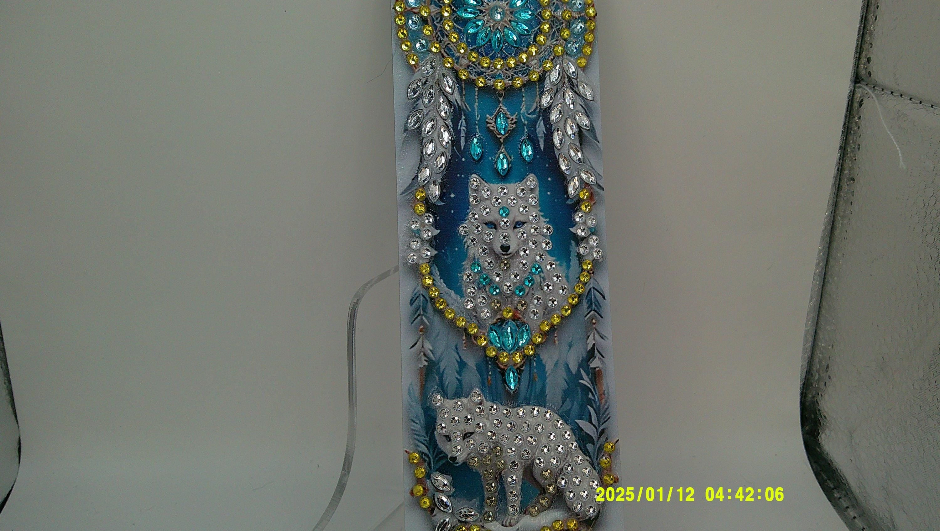 Enchanted Wolf Pair Diamond Art Bookmark | Shimmering Dreamcatcher Feathers