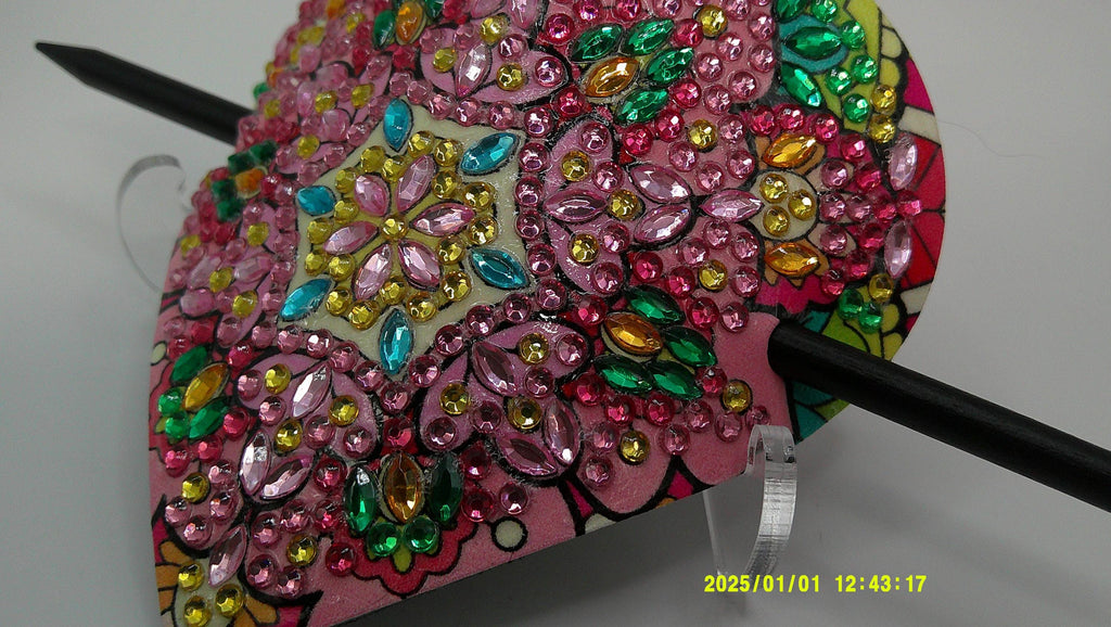 Pastel Mandala Heart Diamond Art Hair Clip