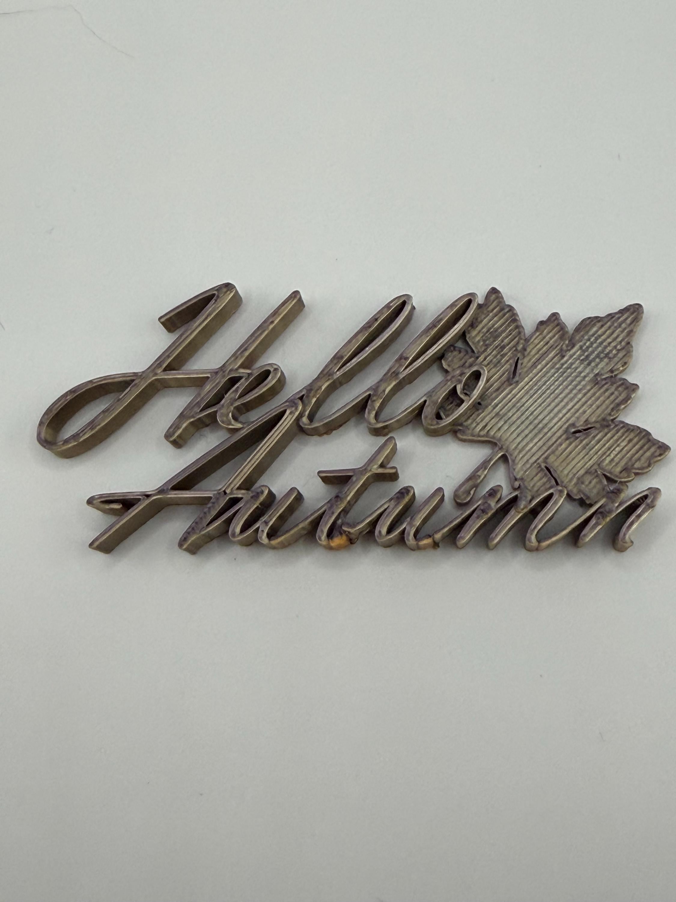 3D Printed Fall “Hello Autumn” Cake Decoration
