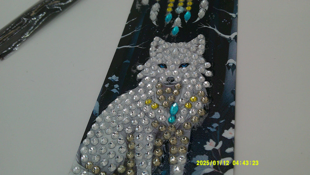 White Wolf Dreamcatcher Diamond Art Bookmark | Sparkling Spirit Wolf Page Marker
