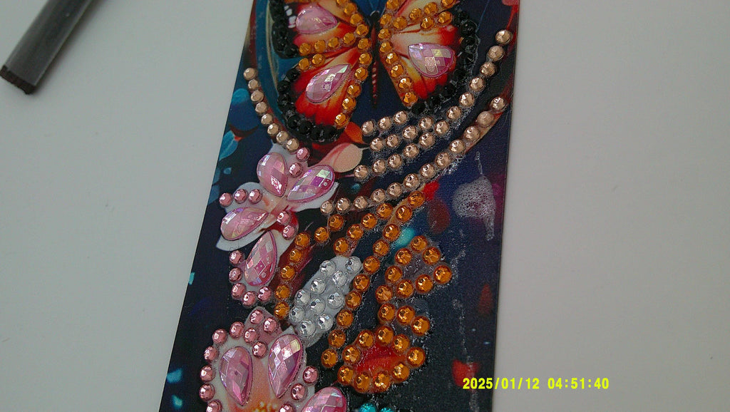 Colorful Butterfly Mosaic Bookmark | Vibrant Rhinestone Diamond Art