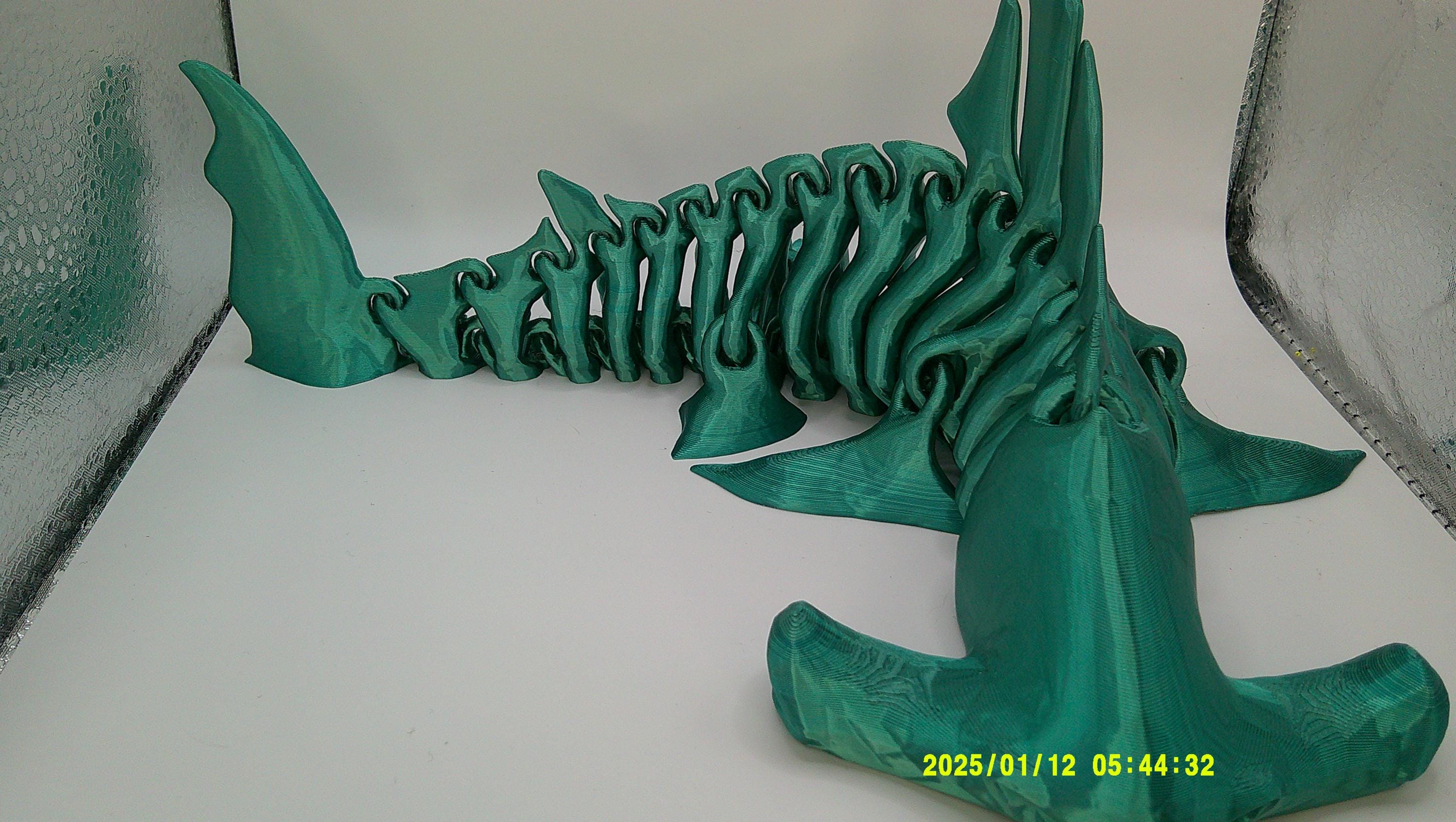 Articulated Hammerhead Shark Skeleton, 3D Printed Flexi Marine Animal Figure
