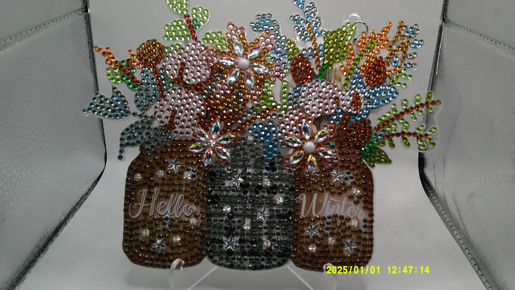 Hello Winter Wildflower Arrangement – Diamond Art Acrylic Decor