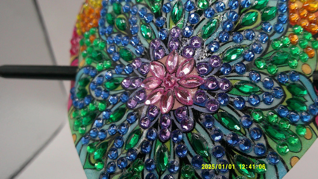 Colorburst Mandala Heart Rhinestone Hair Clip