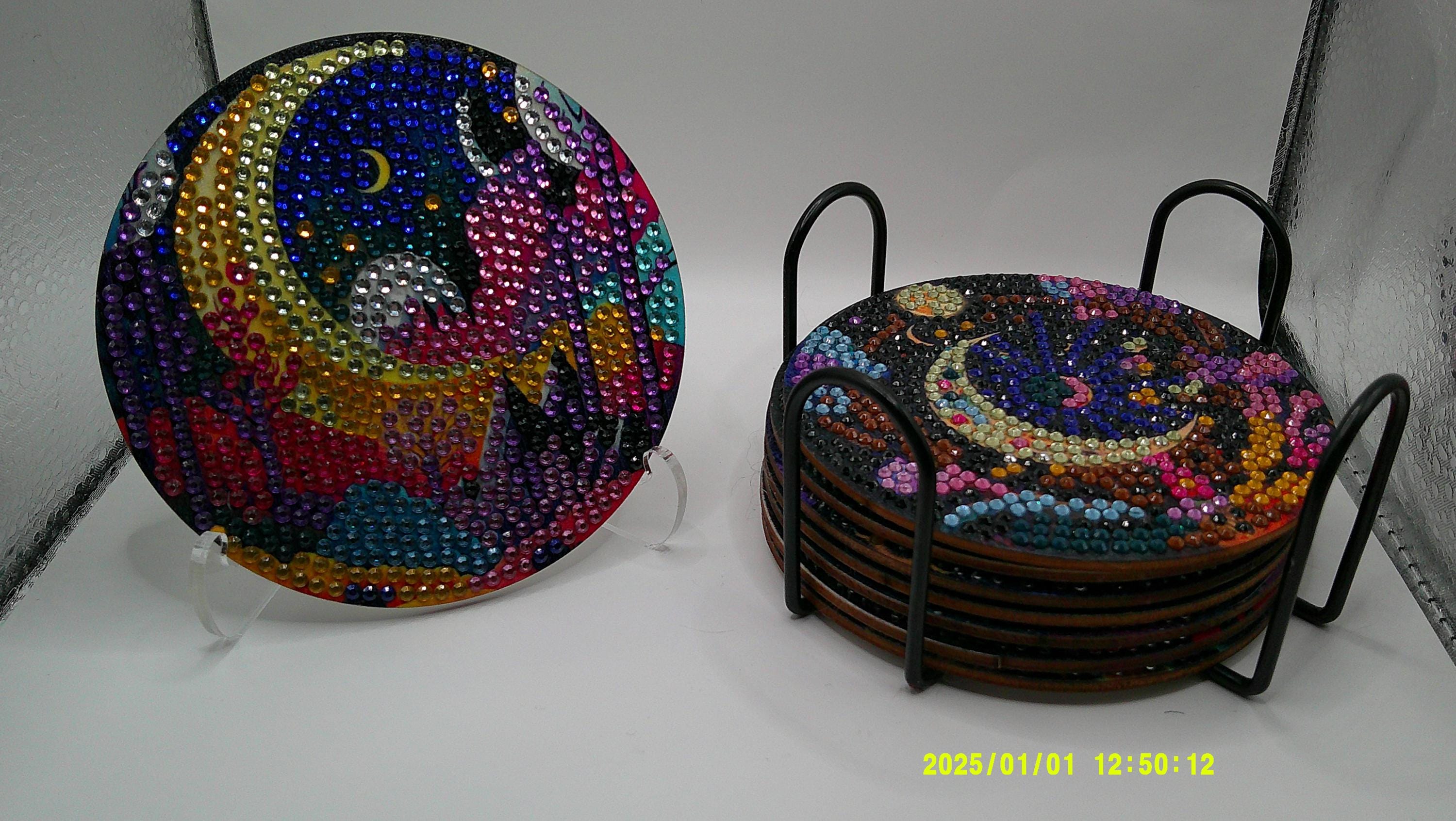 Celestial Diamond Art Coaster Set – Sun, Moon & Stars
