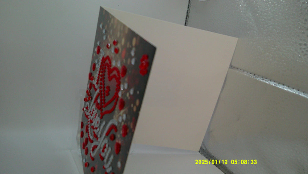 Handmade Diamond Art Love Note | Red Heart & Silver Accents
