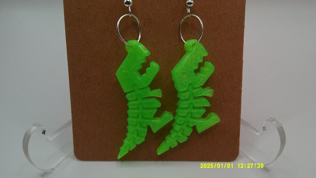 Flex Dino Earrings – 3D Printed Pixel Power