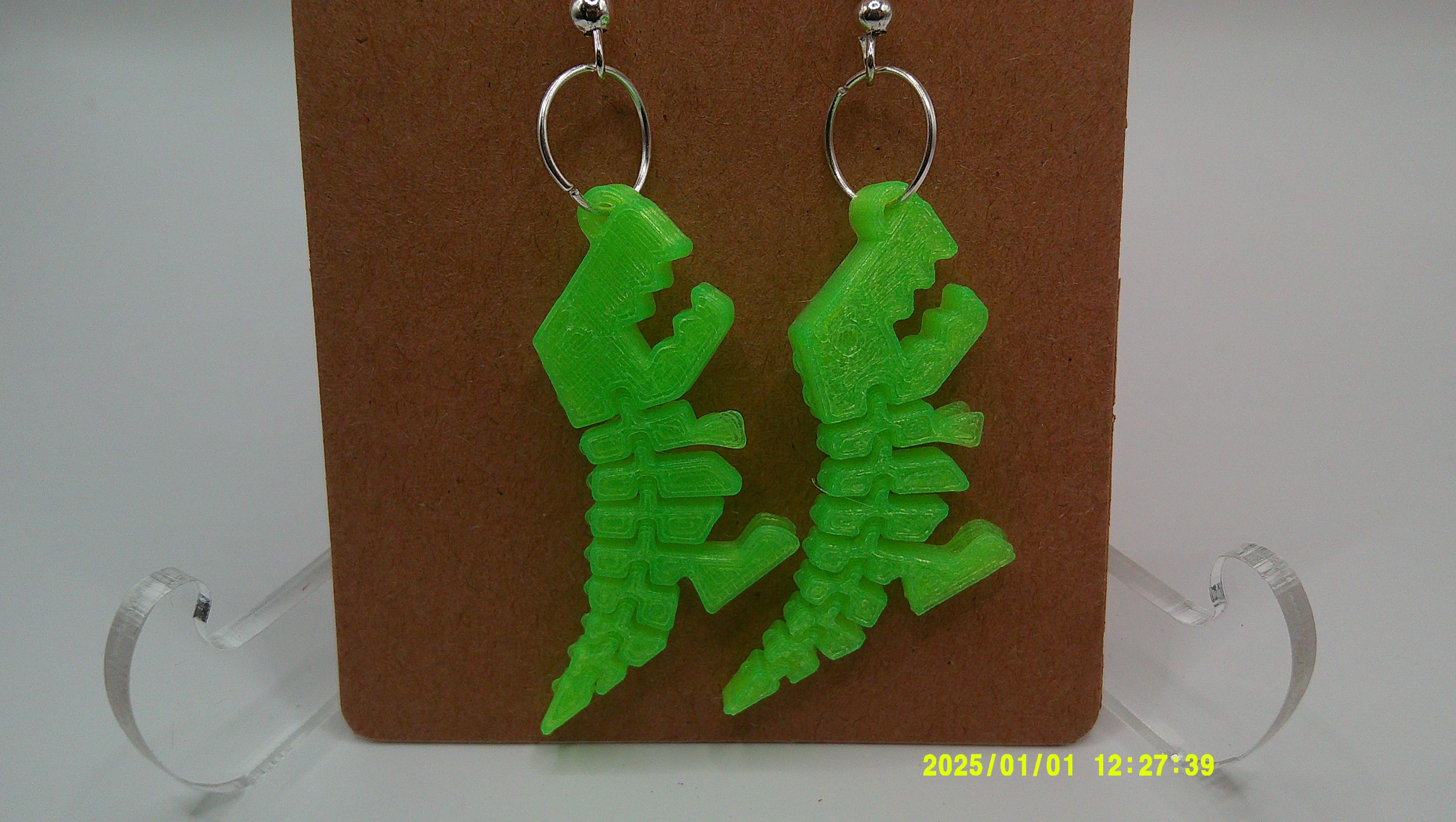 Flex Dino Earrings – 3D Printed Pixel Power