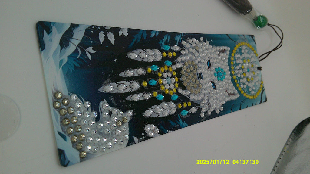 Celestial Wolf Bookmark | Shimmering Diamond Art Dreamcatcher