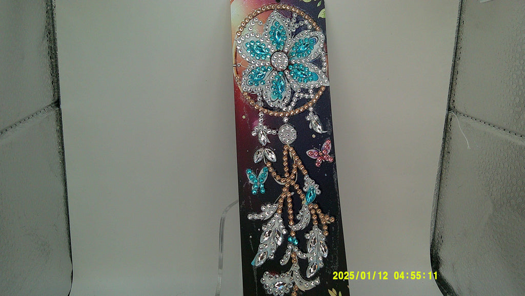 Floral Mandala Rhinestone Bookmark | Colorful Diamond Art Page Marker