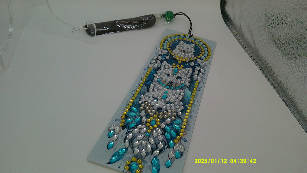 Mystic Wolf Trio Bookmark | Sparkling Diamond Art Dreamcatcher