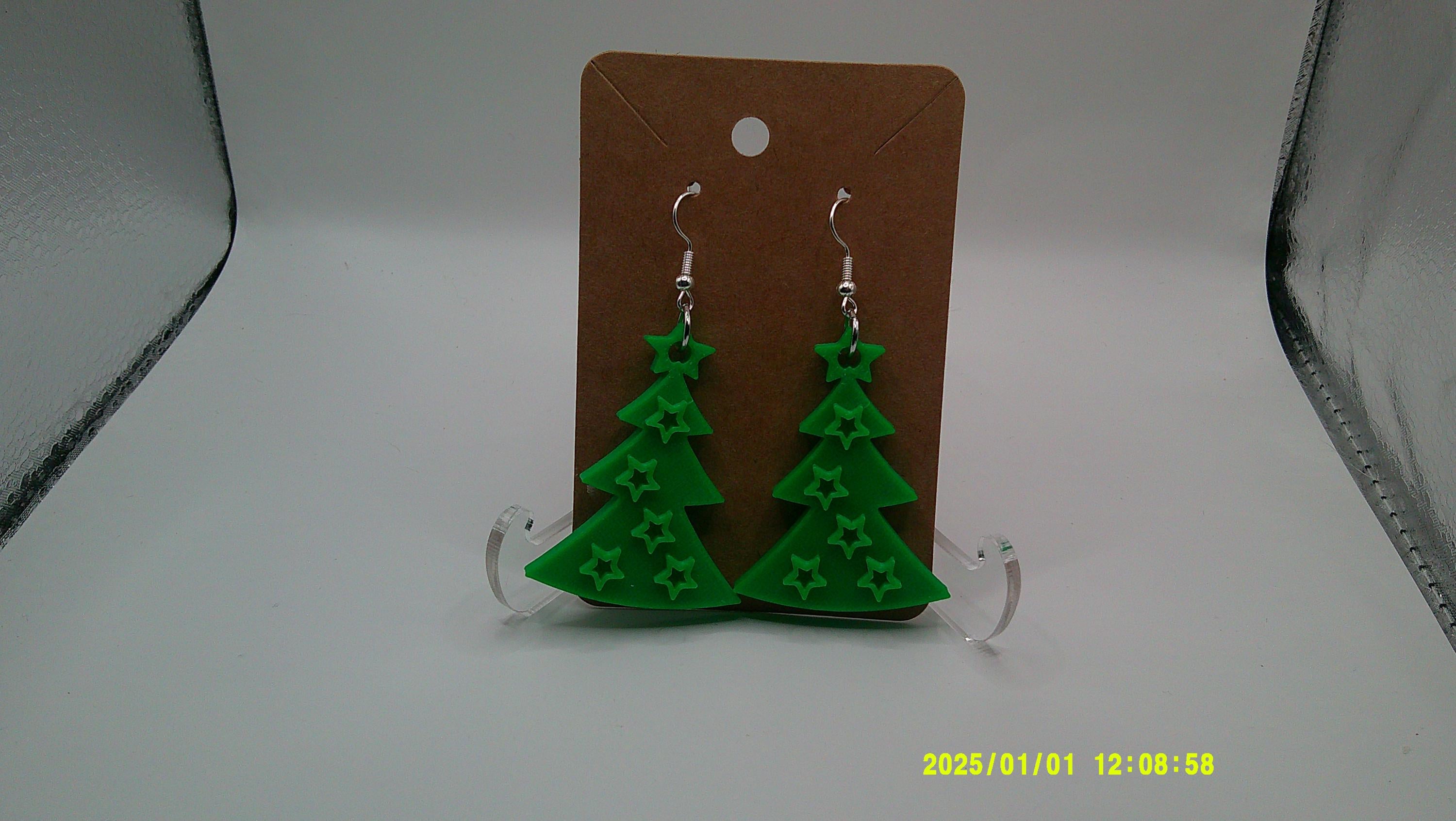 Christmas Tree Earrings – 3D Printed Holiday Charm