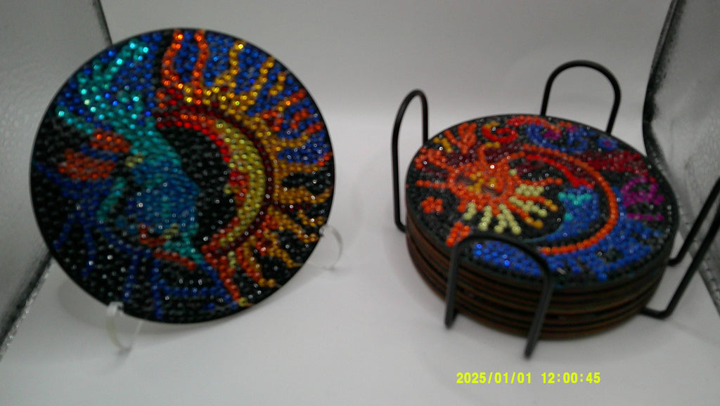Sparkling Sun Coaster Set – Diamond Art Design