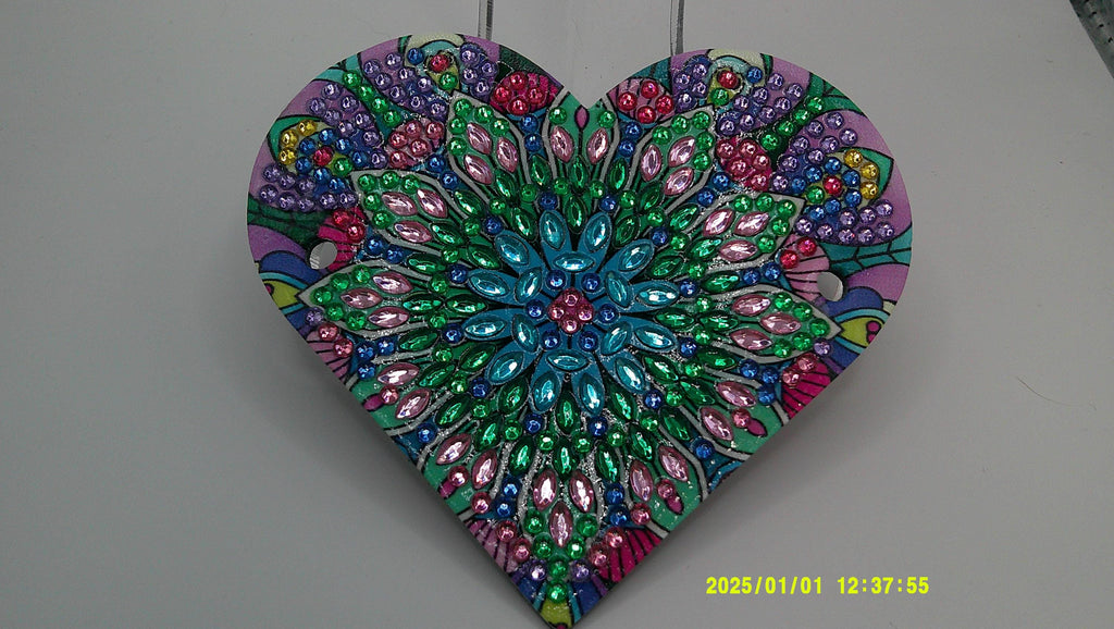 Rainbow Mandala Heart Diamond Art Hair Clip
