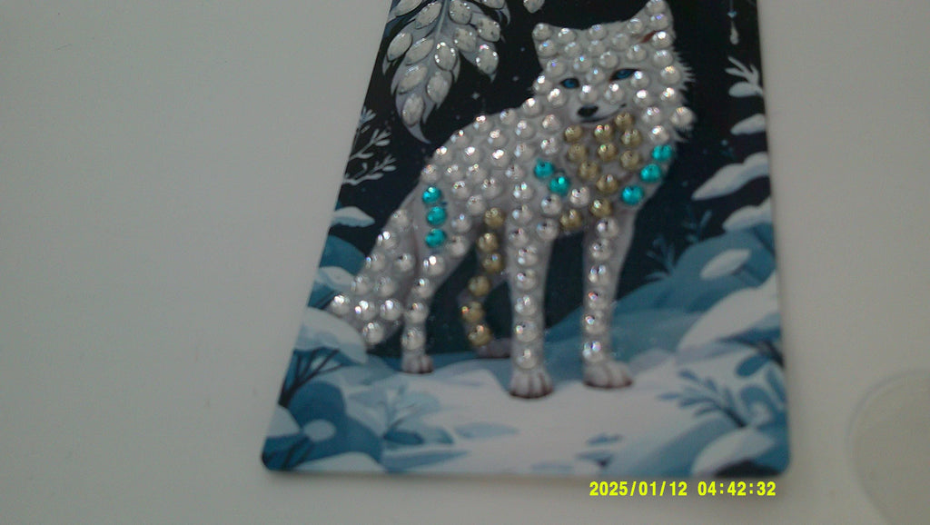 Wolf Pair Diamond Painting Bookmark | Blue‑Eyed Wolf Sparkle Design