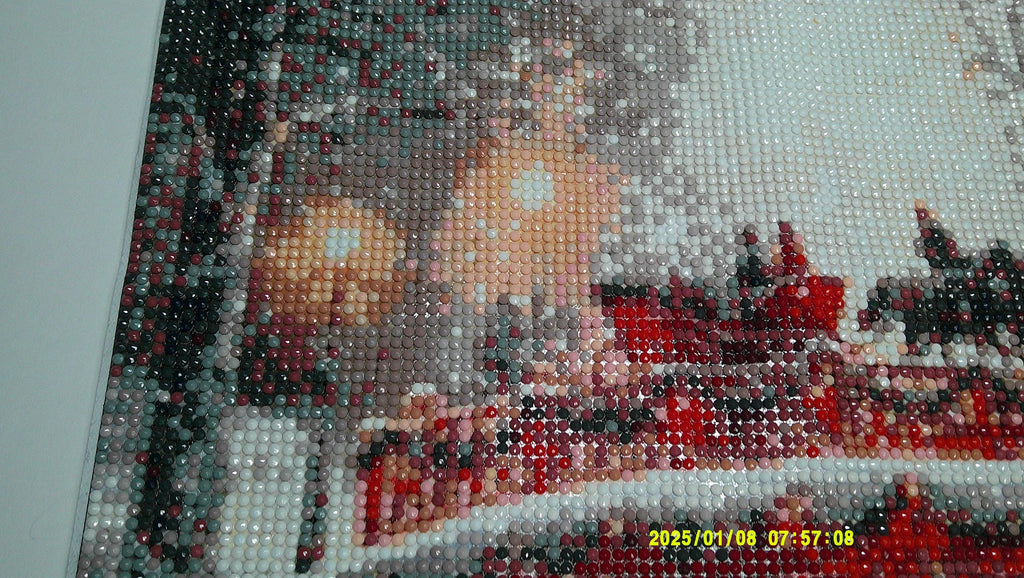 Horse‑Drawn Sleigh on Snowy Bridge | Winter Diamond Art Wall Decor