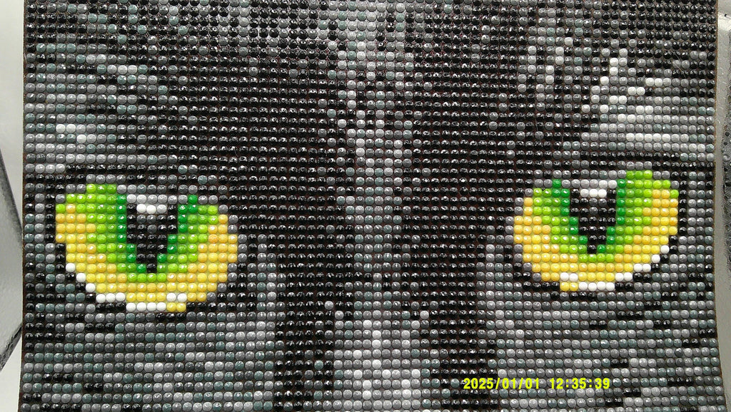 Mystic Black Cat Face Diamond Painting with Glowing Eyes