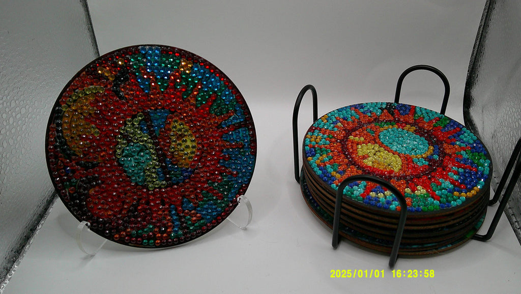 Sparkling Sun Coaster Set – Diamond Art Design
