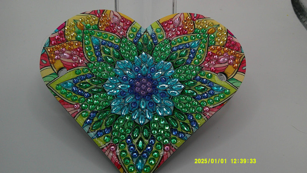 Rainbow Mandala Heart Diamond Art Hair Clip
