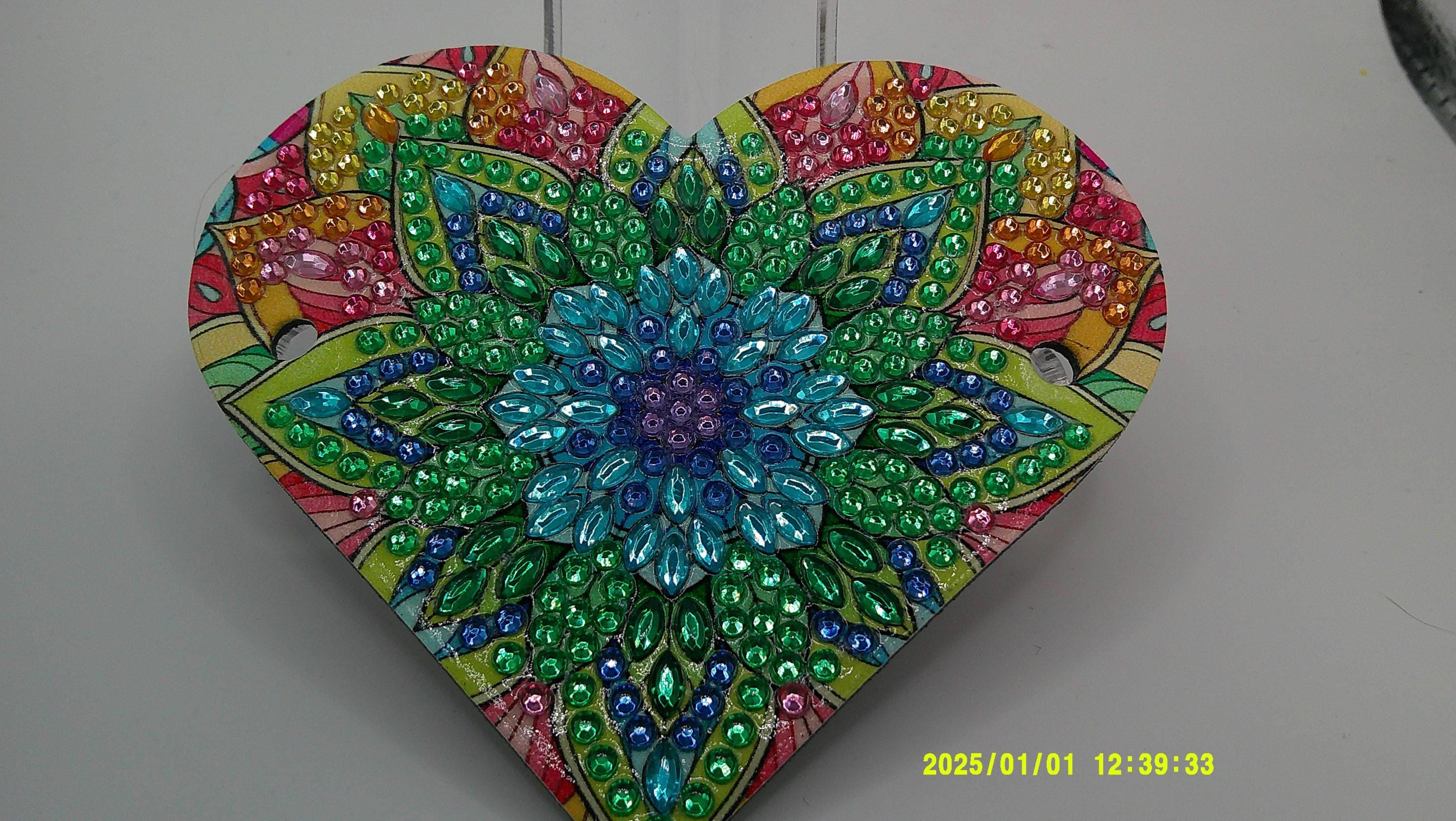Rainbow Mandala Heart Diamond Art Hair Clip