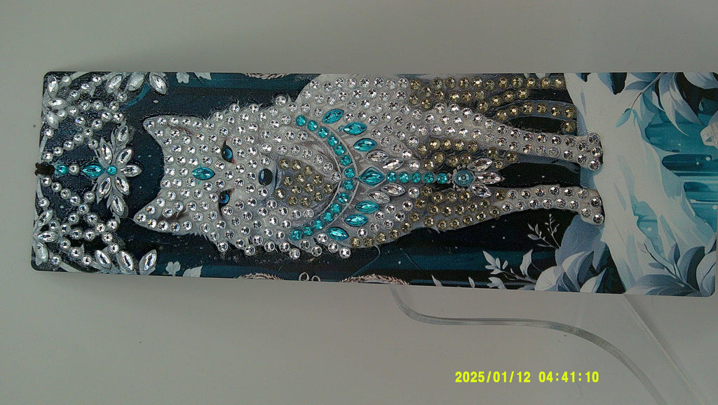 Fantasy Wolf Diamond Art Bookmark | Blue‑Eyed Wolf Sparkle Design