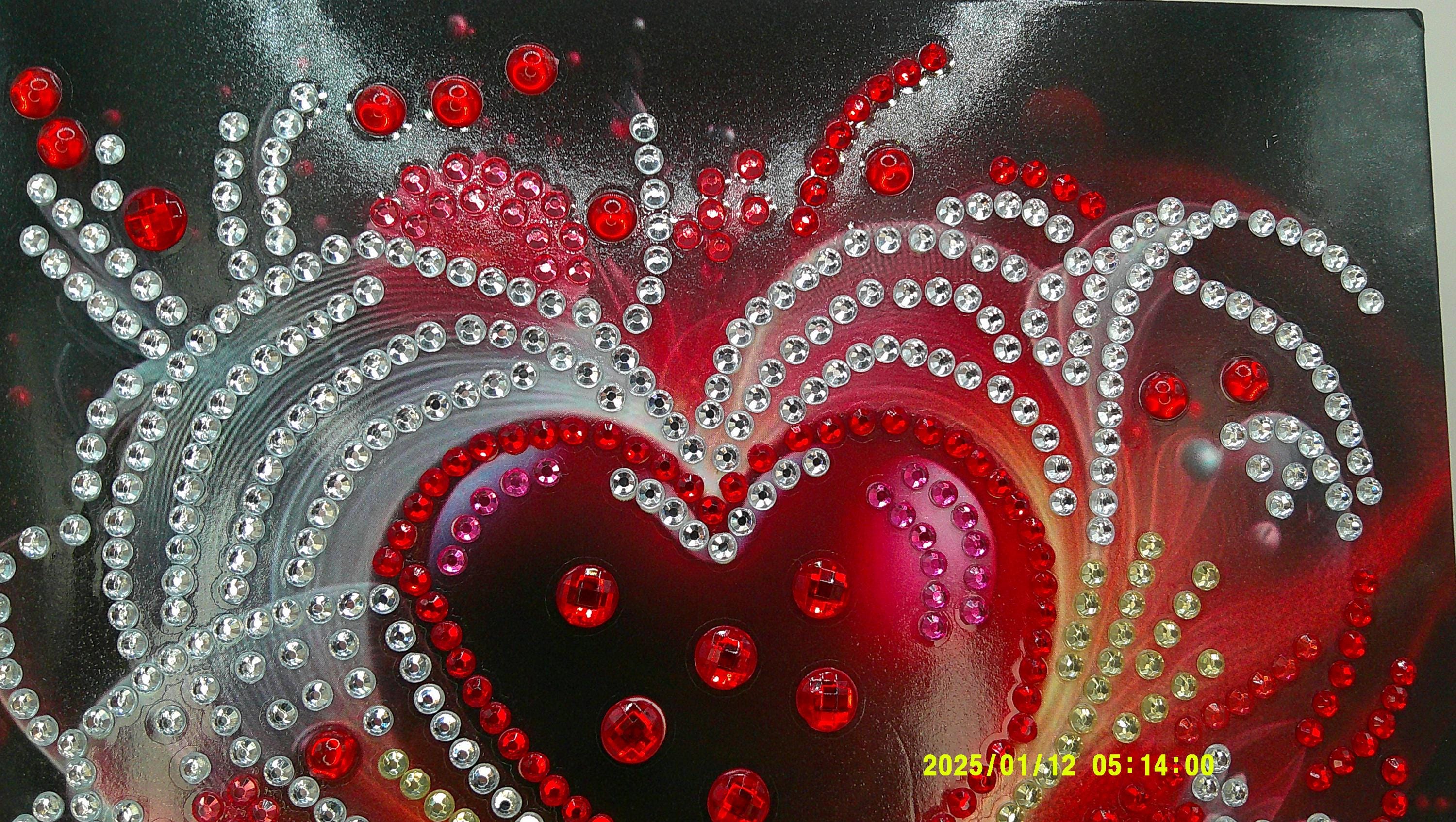 Ornate Diamond Art Heart | Multicolor Rhinestone Burst