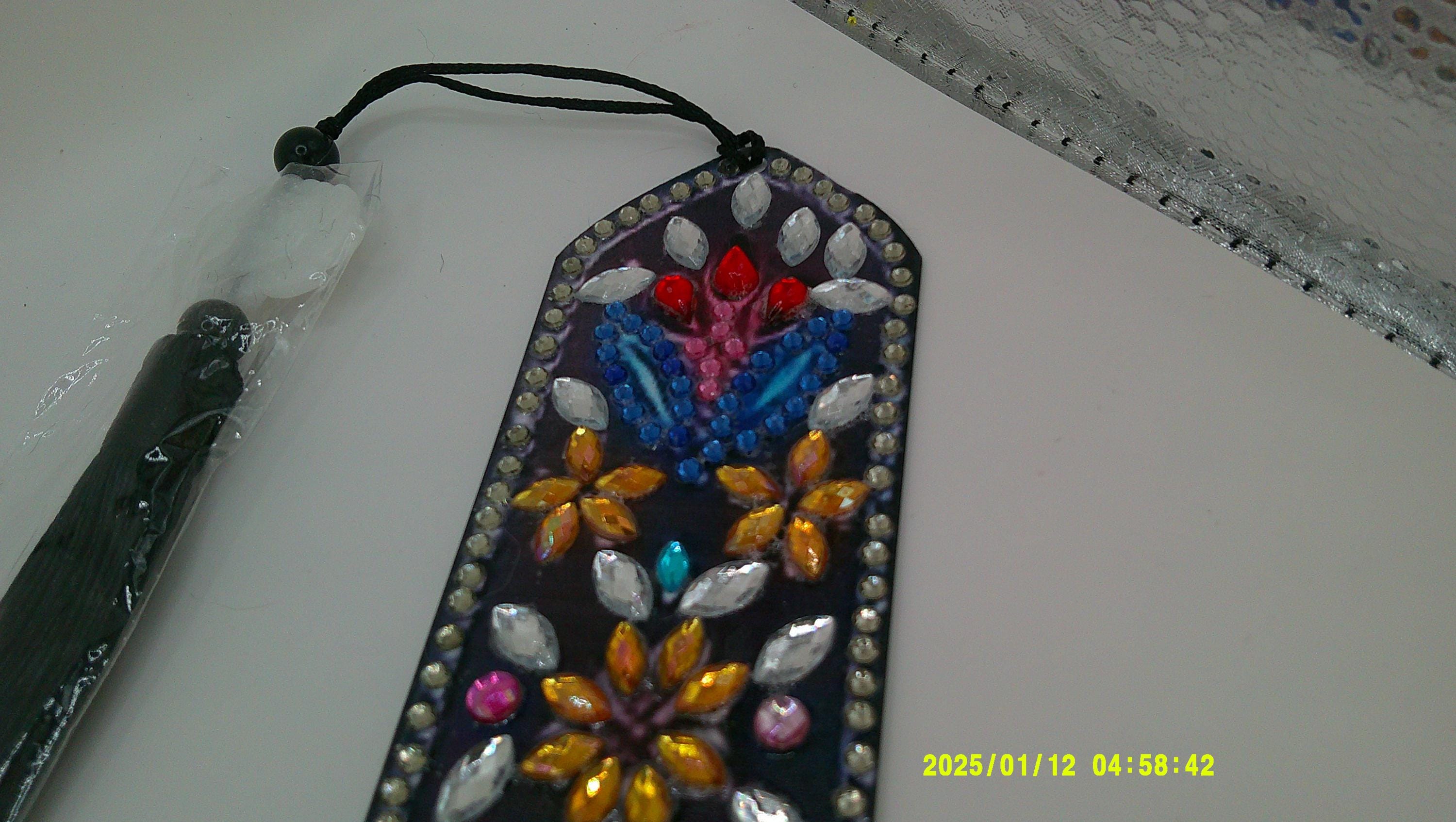 Colorful Floral Diamond Art Bookmark | Vibrant Rhinestone Mosaic