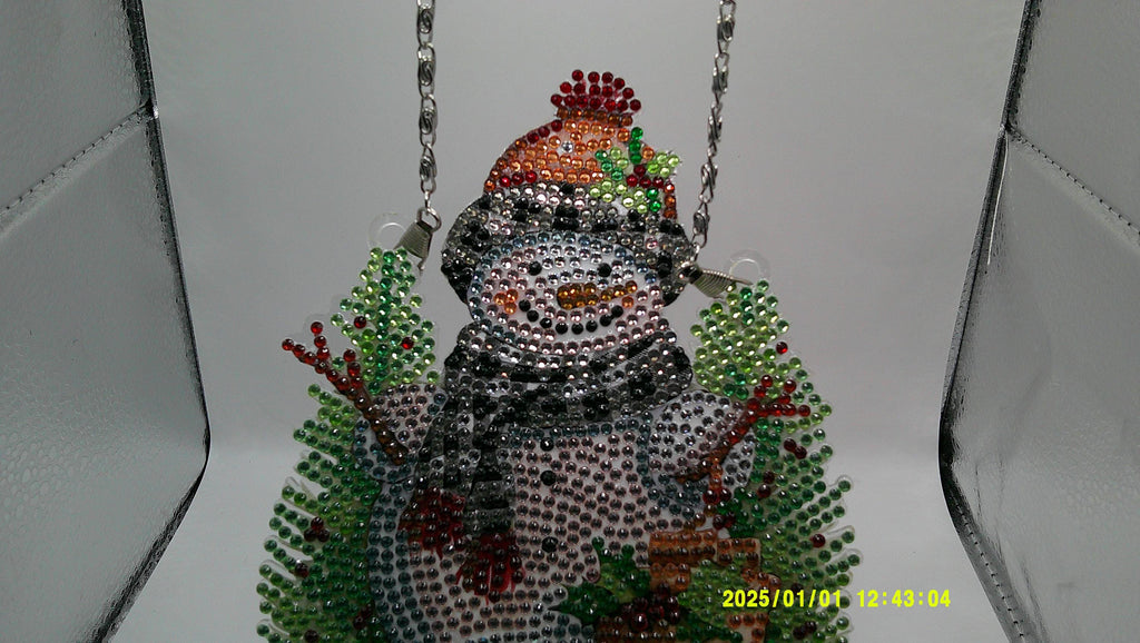 Winter Snowman Acrylic Sun Catcher – Diamond Art Design