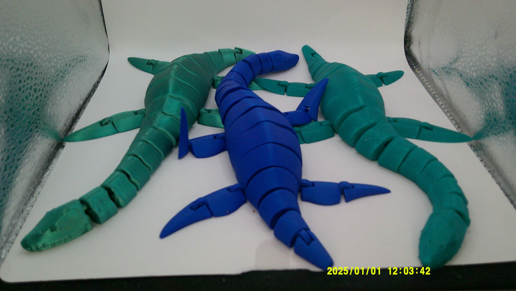 Flexible Plesiosaur Model, 3D Printed Articulated Ocean Creature, Long‑Neck Sea Figure