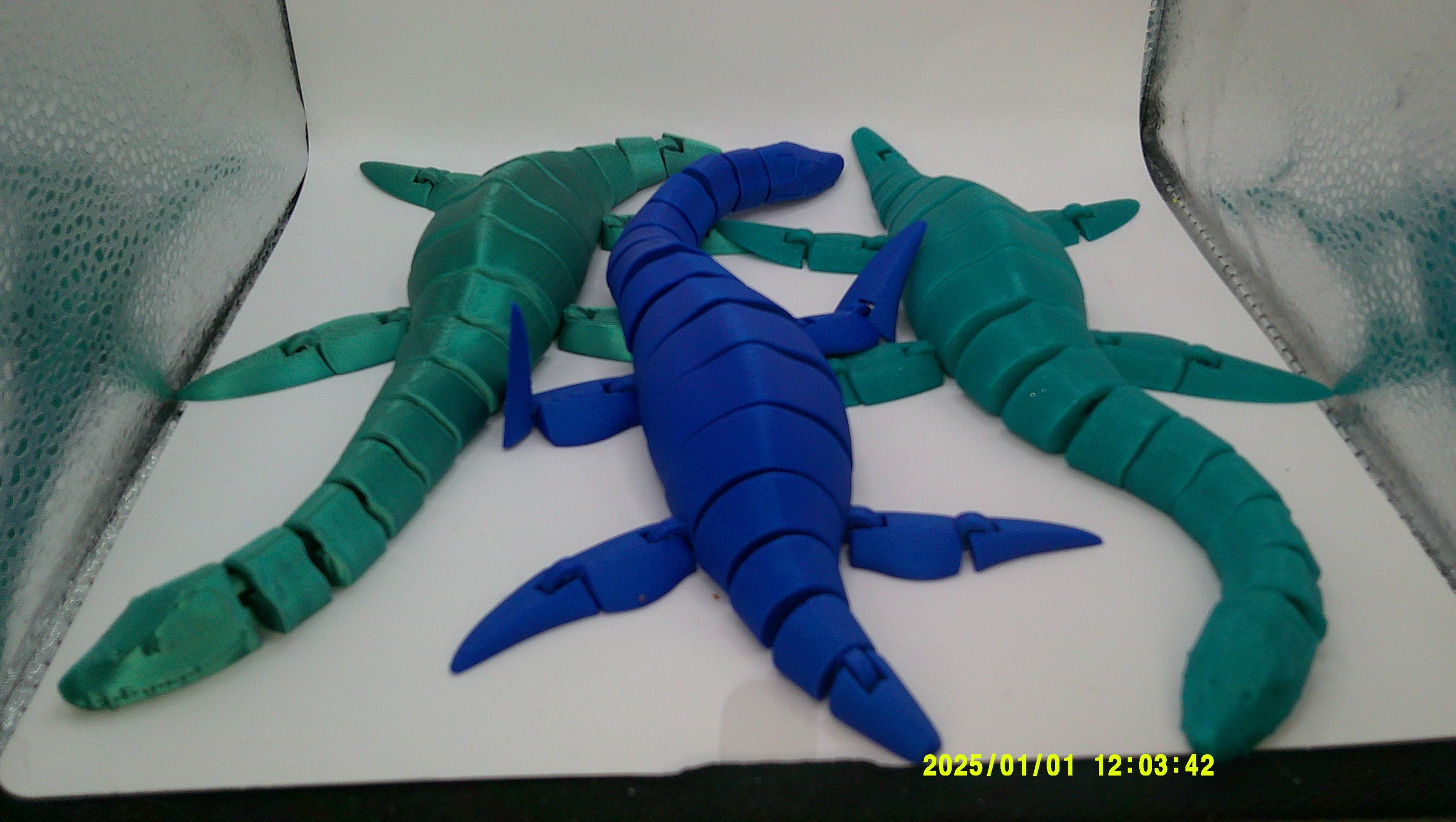 Flexible Plesiosaur Model, 3D Printed Articulated Ocean Creature, Long‑Neck Sea Figure