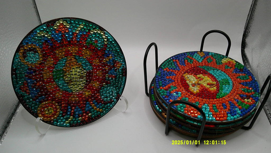 Sparkling Sun Coaster Set – Diamond Art Design