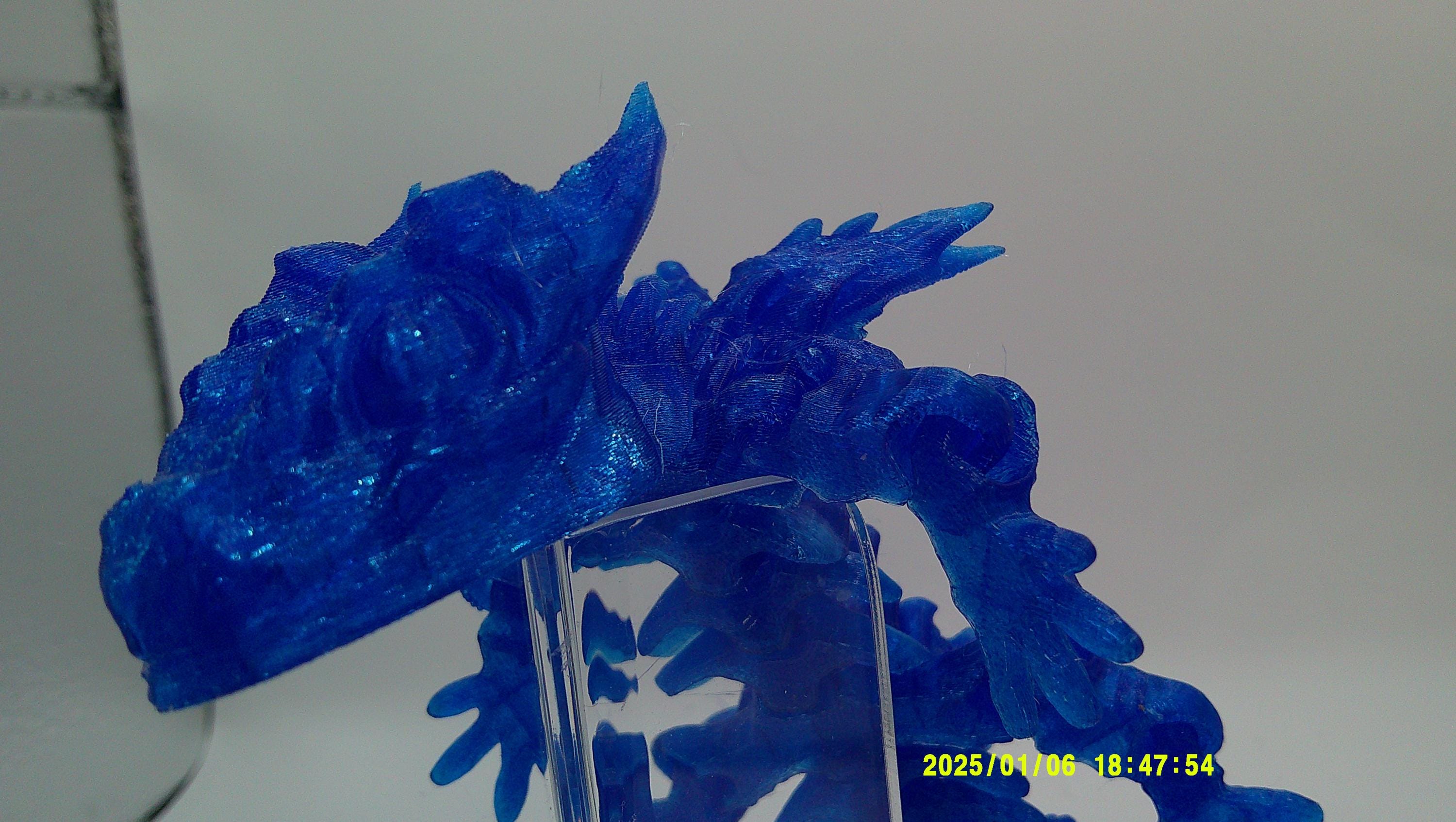 Glittering Blue Realm Winged Guardian - 3D Printed
