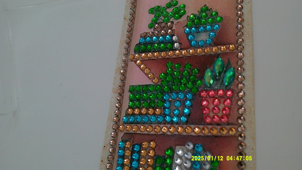 Plant Shelf Rhinestone Bookmark | Colorful Diamond Art Page Marker
