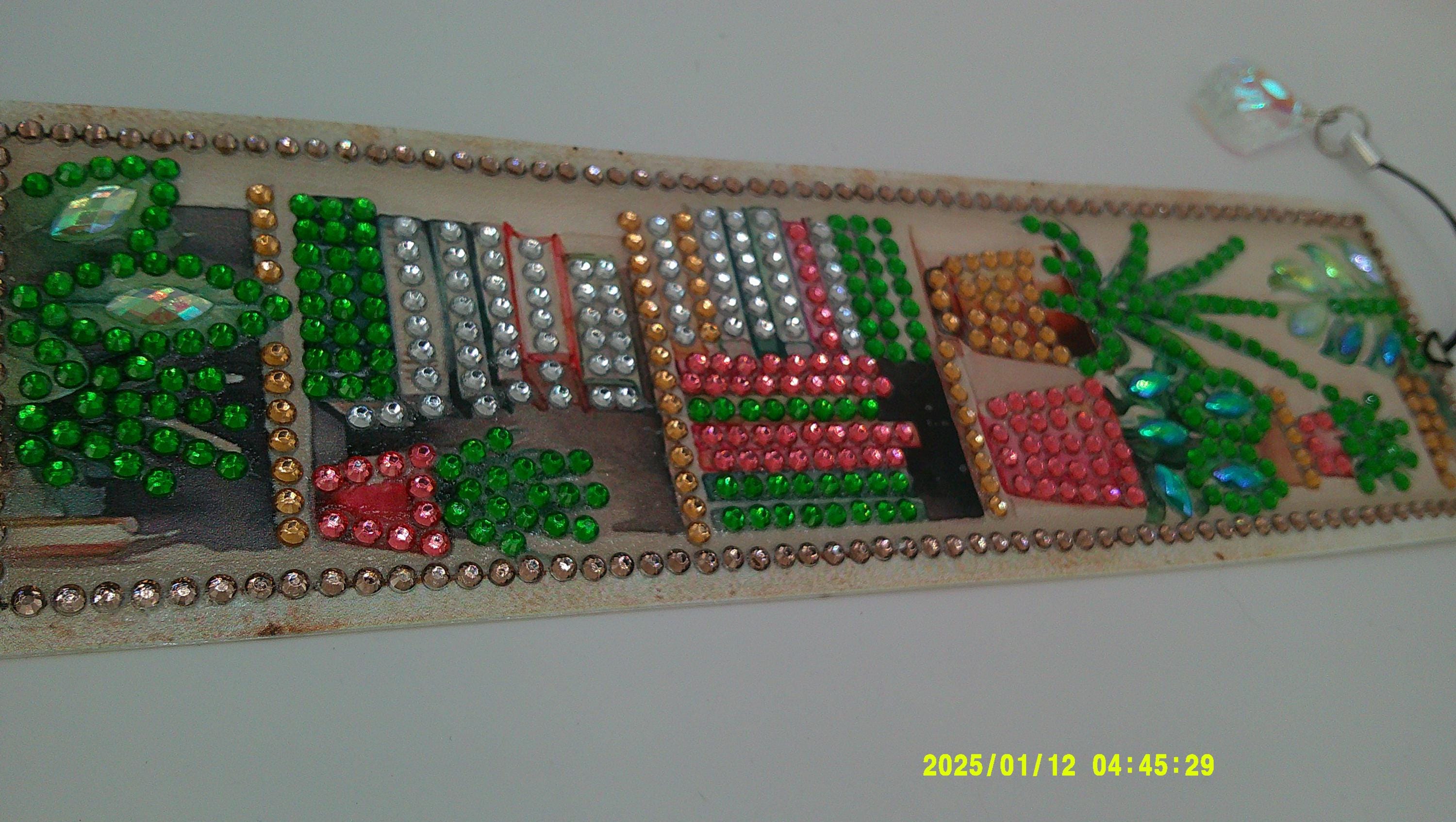 Colorful Bookshelf Bookmark | Sparkling Diamond Art Library Design