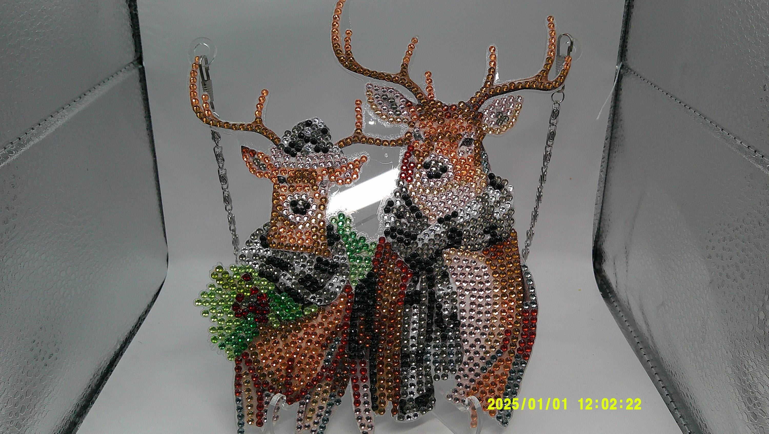 Glittering Winter Reindeer Duo
